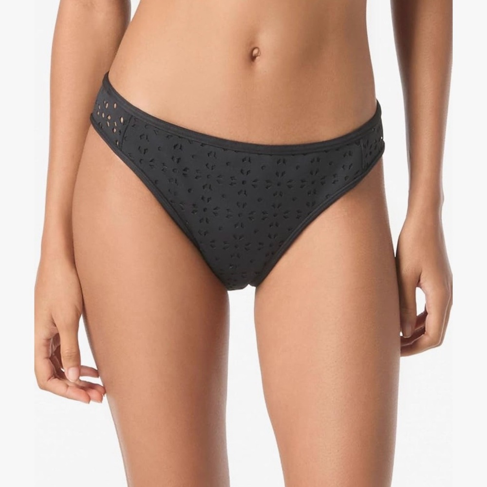 Michael Kors Black Laser-Cut Bikini Panty